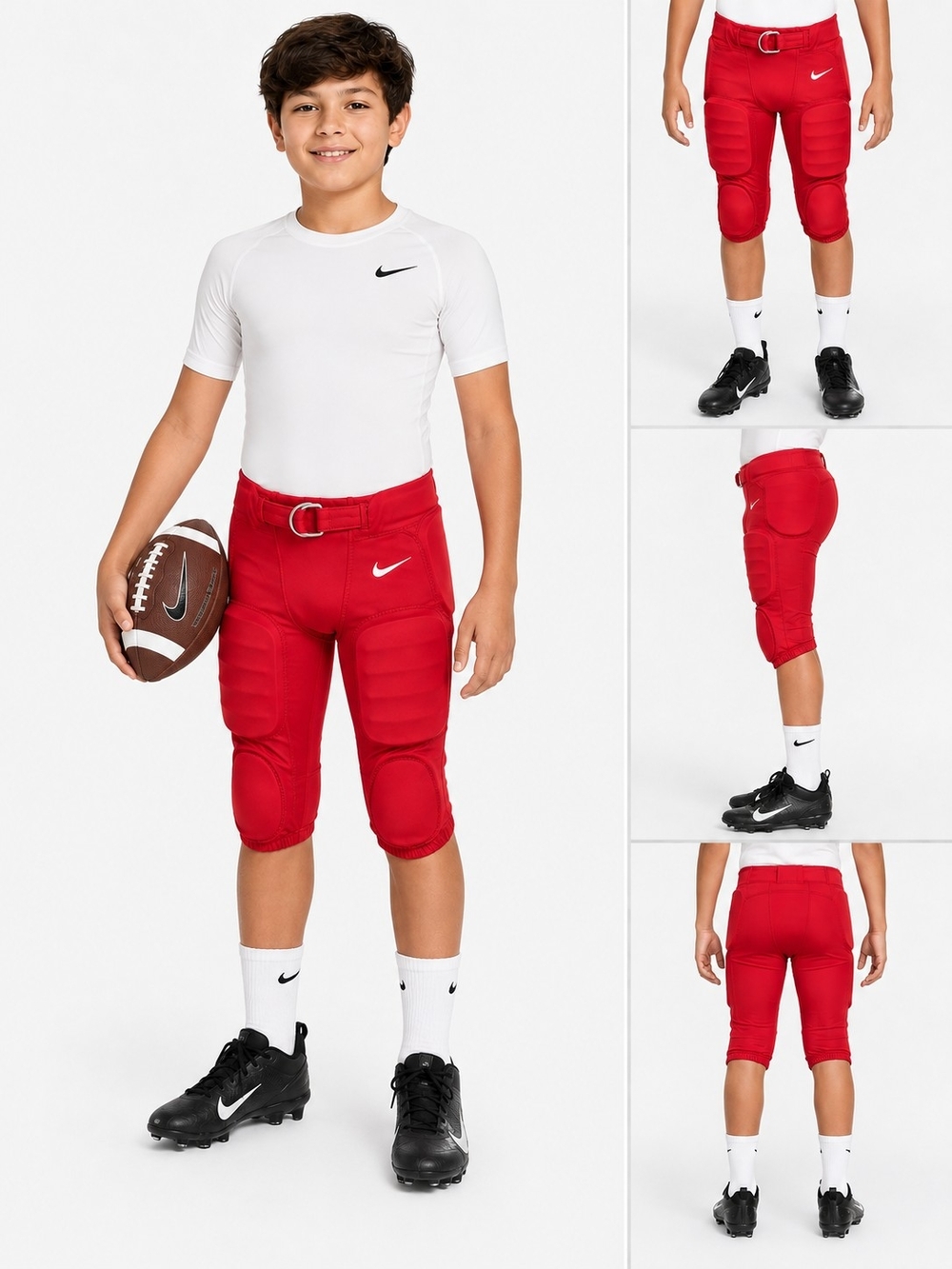 Nike Dri-Fit Youth Boys Red Padded Football Shorts Large NWT